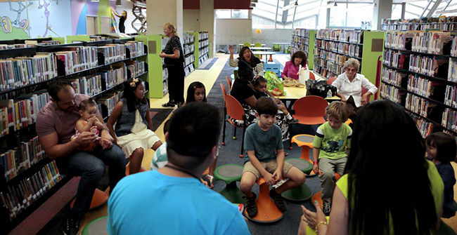 Students in San Diego Library