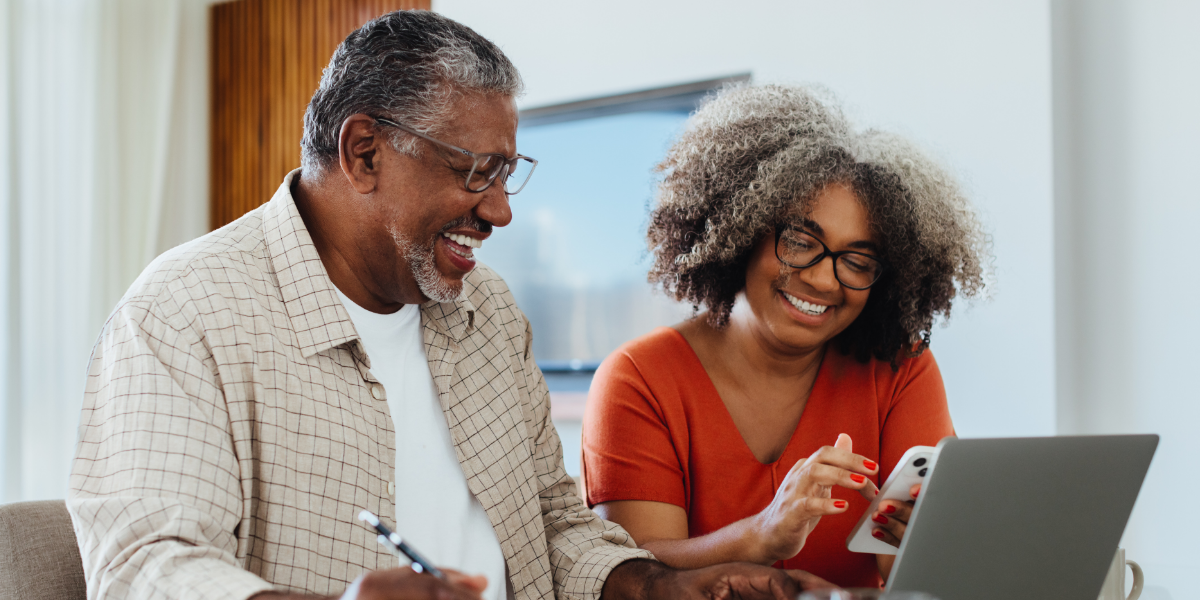Couple doing personal finance at home