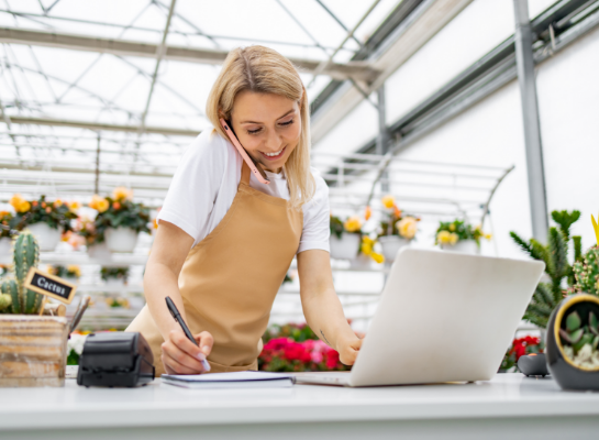 Business owner talking on the phone