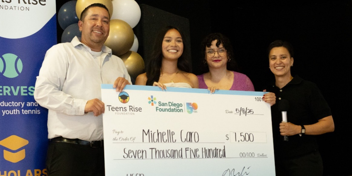 Teens Rise giant award check