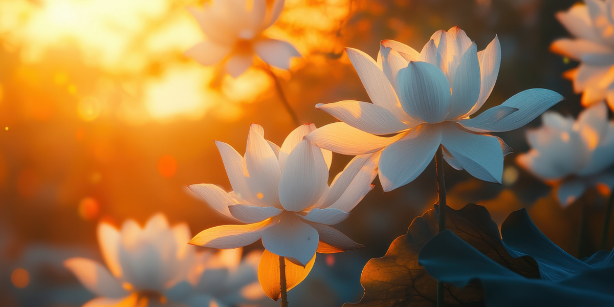 Lotus flowers in the light