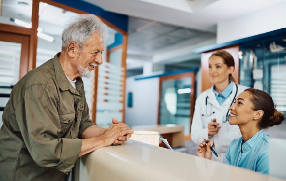 Older adult visiting clinic