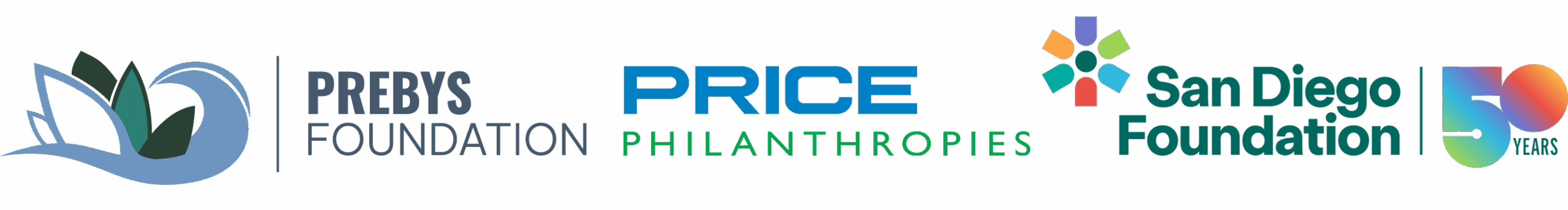 United San Diego partner logos - Prebys Foundations, Price Philanthropies, San Diego Foundation