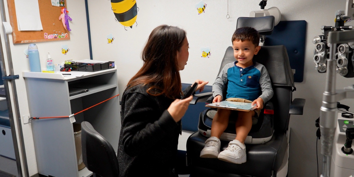Child at UCSD Shiley EyeMobile for Children appointment