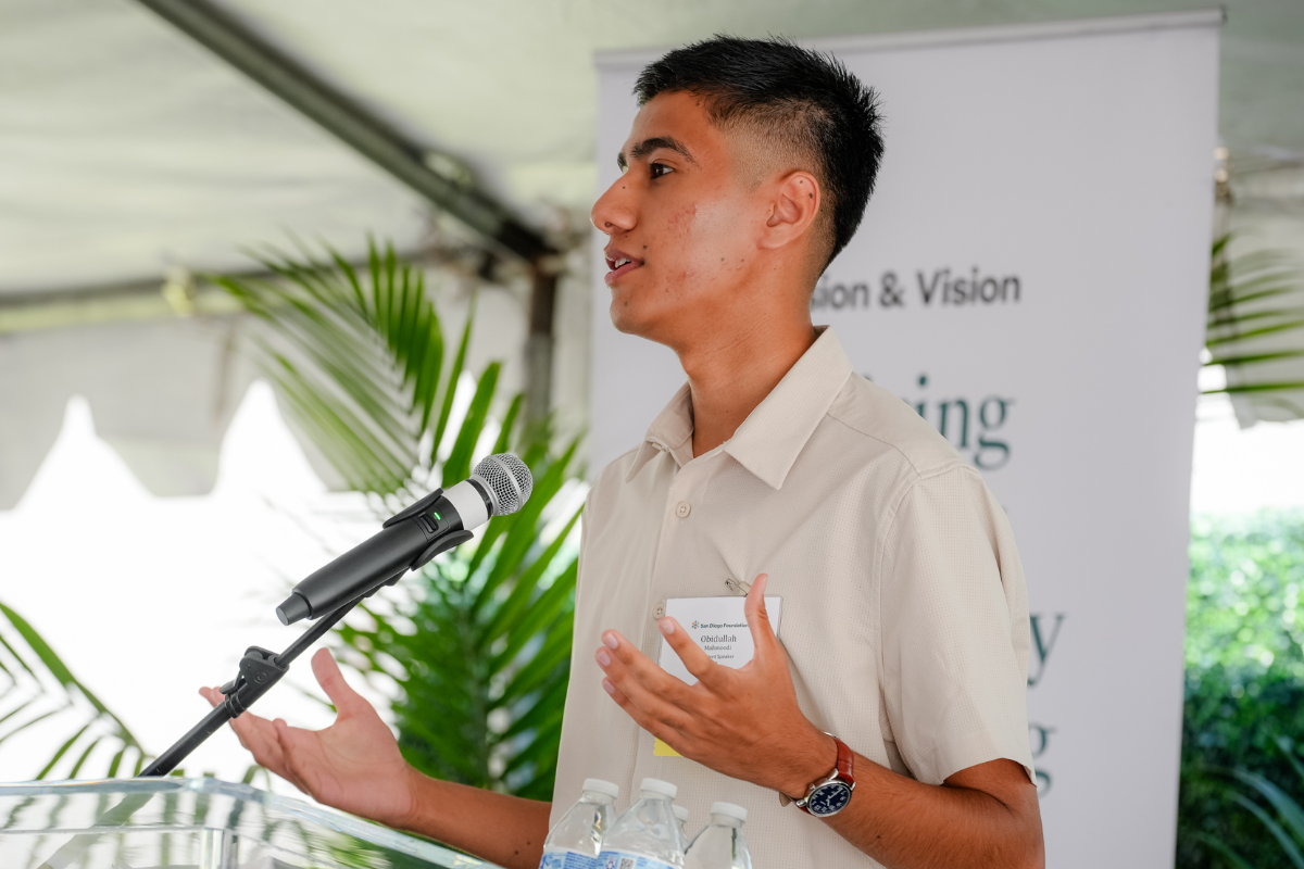 Obidullah speaking at the 2026 Scholarships Celebration