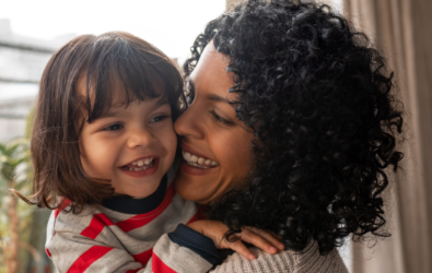 Mother and daughter at home